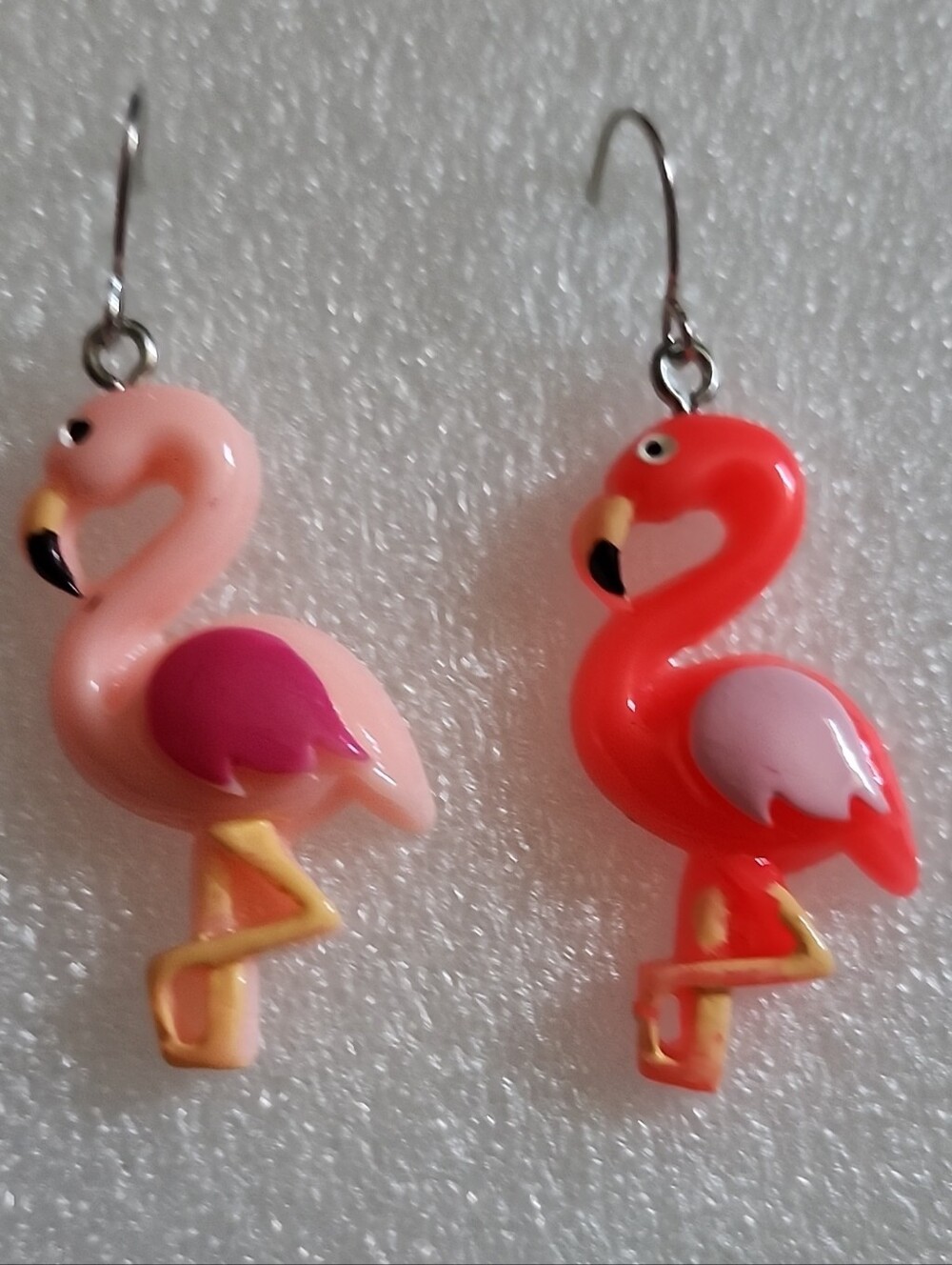 Hand Crafted Pink and Coral Flamingo Drop Earrings
